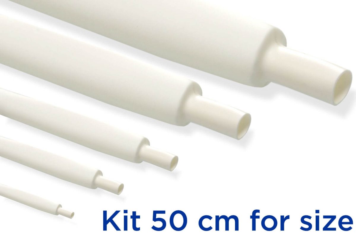 Custom KW1 - Kit Guaina Termorestringente 50 cm Bianco 2:1 - dimensioni da 1 a 20 mm