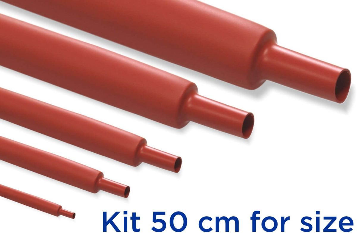 Custom KR1 - Kit Guaina Termorestringente 50 cm Rosso 2:1 - dimensioni da 1 a 20 mm